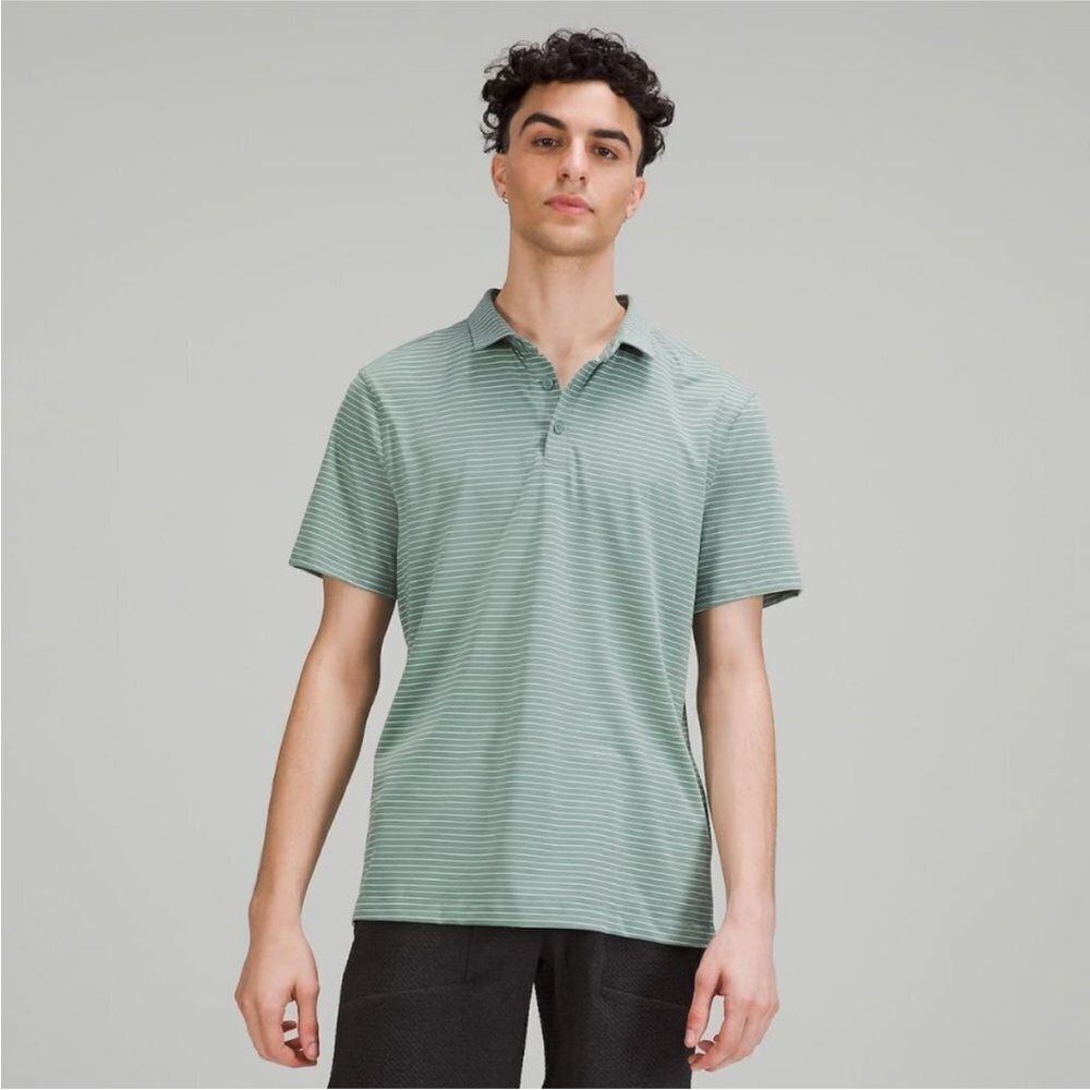 lululemon athletica Green Striped Polo Shirt